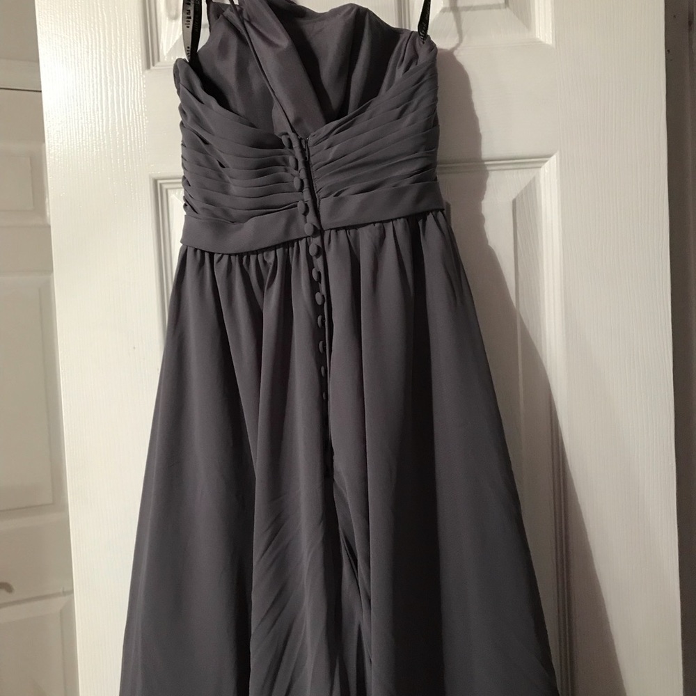 Grey one shoulder bridesmaids dress